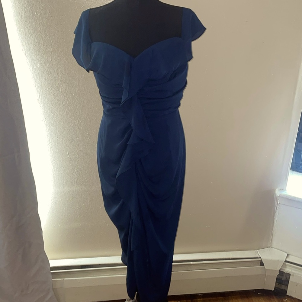 City Chic Blue Ruffle Midi Dress